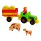 Jeujura Figurines en bois pour jeux de construction Fermier avec tracteur 7 pièces