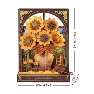 RoboTime Puzle 3D de madera Girasoles dorados