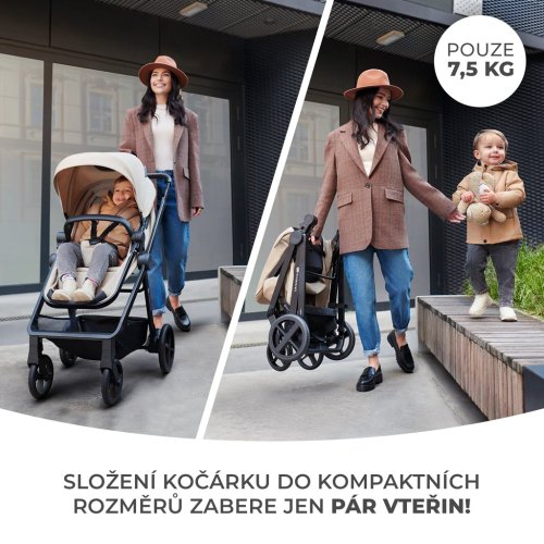 KINDERKRAFT Детска количка комбинирана 3 в 1 Newly Moonlight grey + Mink PRO