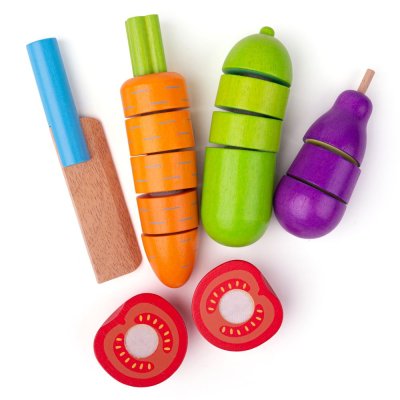 Bigjigs Toys Verduras de madera para cortar con gorro