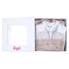 Set para recién nacidos Outlast® - blanco flores marrones claras/latte
