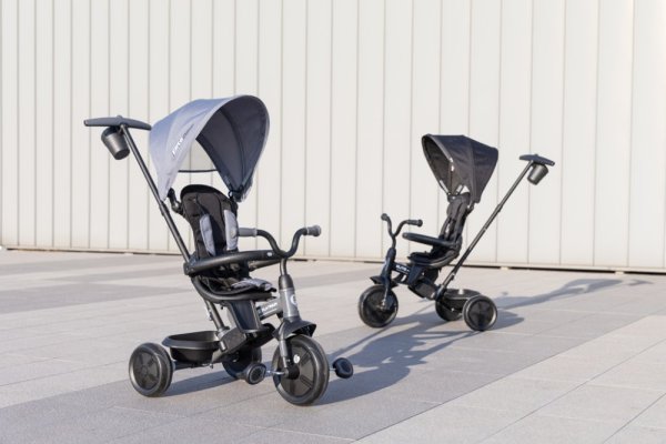 Rowerek trójkołowy QPLAY Elite Platinum Black, 6 w 1, wiek 10-72 miesięcy