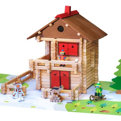 Jeujura Jeu de construction en bois 215 pièces Grand chalet alpin