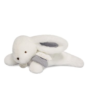 Set cadou Doudou - Iepuraș de pluș cu ciucure alb 25 cm