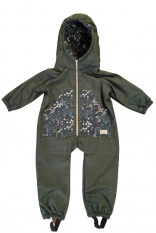 Monkey Mum® Baby Softshell Winter Jumpsuit with Sherpa - Khaki Huntsman and Bear - sizes 98/104, 110/116