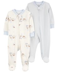 CARTER'S Sleep&Play Kombinezon w paski/niebieski z suwakiem dla chłopców, 2 sztuki, 9 m/rozmiar. 74