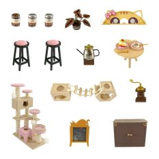 2Kids Toys Miniatura de casa de muñecas Cafetería para gatos con jardín