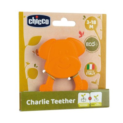 CHICCO Gryzak Eco+ Dog Charlie pomarańczowy 3m+