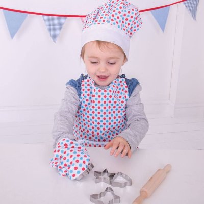 Bigjigs Toys Koch-Set mit gepunkteter Schürze