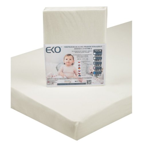 Lençol EKO impermeável com jersey de borracha bege 120x60 cm