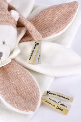 Doudou Coffret Cadeau Peluche Ours Câlin avec Bonnet 25 cm Rose
