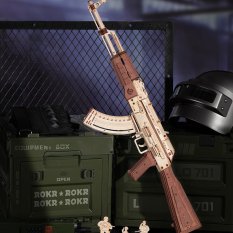 RoboTime 3D drevená mechanická skladačka Útočná puška AK-47