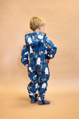 Monkey Mum® Softshell jumpsuit met membraan - Vossen en paddenstoelen - maat 98/104, 110/116