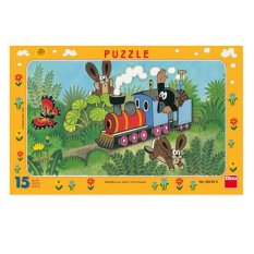 Dino Puzzle en papier Taupe et locomotive 15 pièces