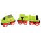 Bigjigs Rail Grüne Lokomotive mit Tender + 3 Schienen
