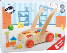 small foot Leseno igralo za hojo s kockami v vozičku
