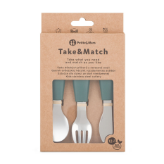 PETITE&MARS Súprava príborov z nehrdzavejúcej ocele Take&Match Misty Green 12m+