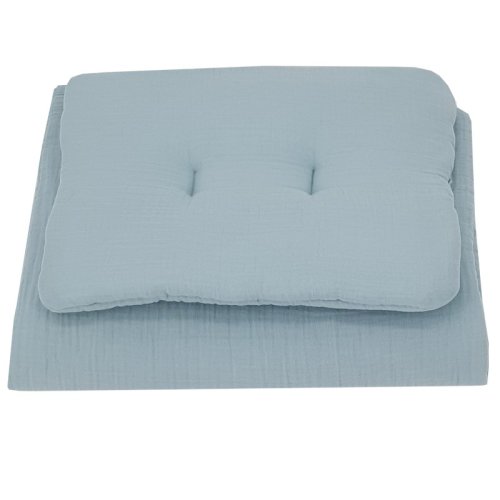 EKO Zestaw łóżeczka muślinowego 2-częściowego Niebieski 30x40 cm, 75x100 cm