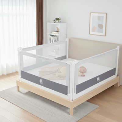 Zábrana na postel Monkey Mum® Popular - 200 cm - světle šedá