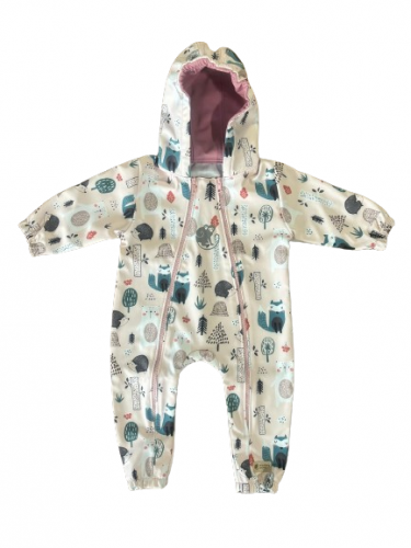 Monkey Mum® Softshell jumpsuit met membraan - Dagelijkse dieren - maat 62/68, 74/80