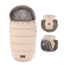 PETITE&MARS Conjunto Saco de Inverno Comfy 4 em 1 + Luvas para Carrinho Furry Rose Petal