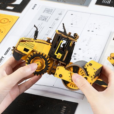 RoboTime 3D houten mechanische modelbouwset Wegenwals
