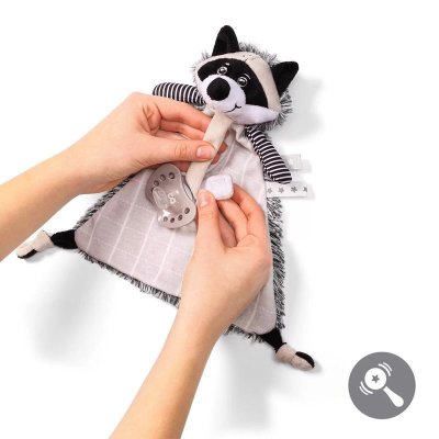 BABYONO Rocky Uchwyt na smoczek dla zwierząt domowych szop pracz 20x24 cm