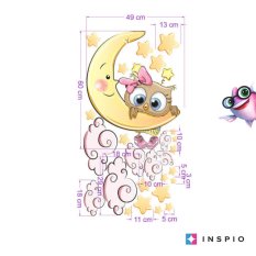 Wall sticker - Pink owl on the moon