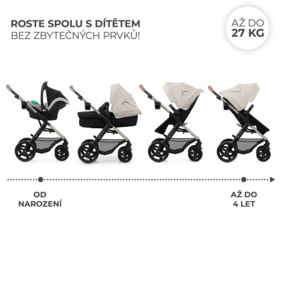 KINDERKRAFT Kombikinderwagen Moov 2 3in1 Moonlight Grey - Schaumstoffräder