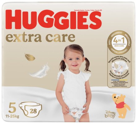 4x HUGGIES® Extra Care 5 kertakäyttövaippaa (12-17 kg) 28 kpl