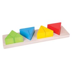 Bigjigs Toys Vstavljiva sestavljanka trikotniki z ulomki