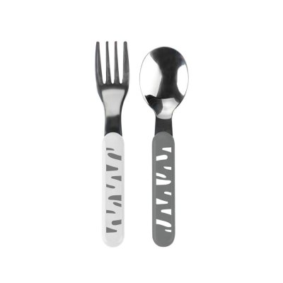 BABYONO Spoon and fork stainless steel grey-white 12m+