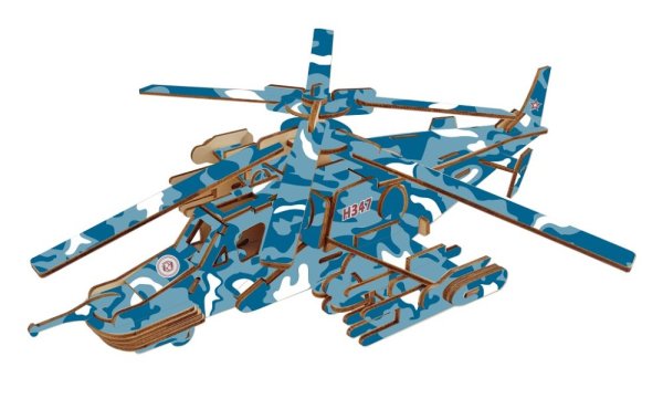 Woodcraft 3D Holzpuzzle Kampfhubschrauber Black Shark