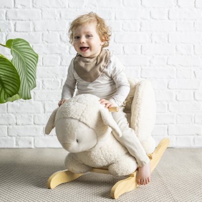 NATTOU Houpačka Teddy plyš ovečka ecru 10m+