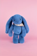 Doudou Lapin en peluche avec foulard bleu 35 cm