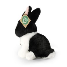Rappa Plyšový králik bielo-čierny sediaci 16 cm ECO-FRIENDLY