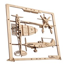 Ugears 2.5D Puzzle de Madeira Mecânico Avião de Combate
