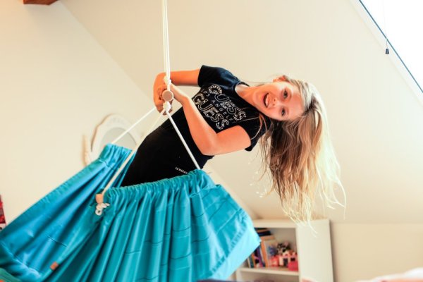 Viseči sprostitveni stolček temno mentol HOJDAVAK MAXIMUS z blazino, Les Outdoor, Vrv bela