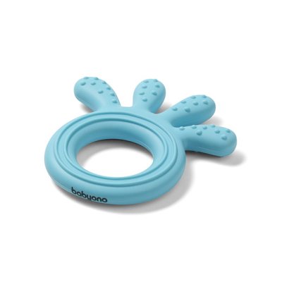 BABYONO Anneau de dentition en silicone Poulpe bleu