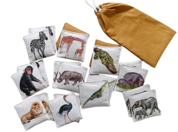 MyMoo Fabric Memory Game - Set of 10 Pairs - A Walk in the Wilderness