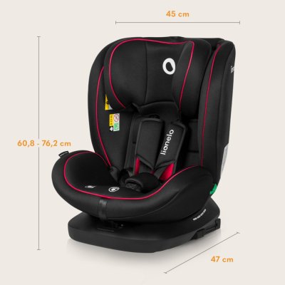 LIONELO Bilbarnstol Bastiaan i-Size (40-150 cm) Black Red