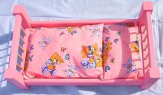 Houten poppenbed roze groot