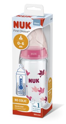 NUK FC+ Glasflasche mit Temperaturkontrolle 240 ml - Pink