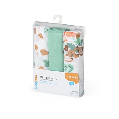 BABYONO Musselinwindeln Super Soft 3 Stück - Mint, 70x70 cm