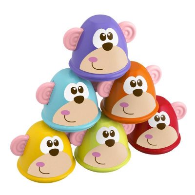 CHICCO Zabawne kręgle małpki 18m+ 6 szt
