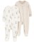 Kombinezon z suwakiem CARTER'S Sleep&Play w kolorze khaki palma/paski neutralny, 2 sztuki, 9 m/rozmiar. 74