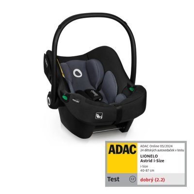 LIONELO Astrid i-Size Bilbarnstol (40-87 cm) Svart Grå