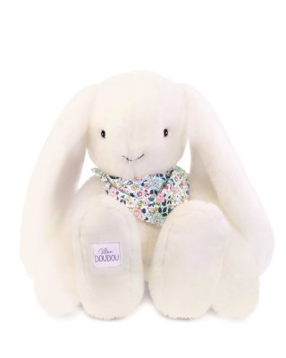 Doudou Lapin en peluche XXL avec foulard blanc 50 cm