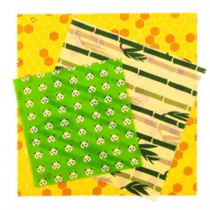 Reusable Wrappers with Beeswax, 3 pcs