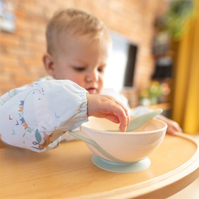 BABYONO Zdjela zatvorena s vakuumskom čašicom i žlicom 300 ml svijetlozelena 6m+